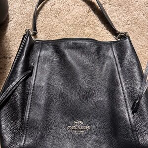 Coach Black Leather Shoulder Bag with Hobo Silhouette